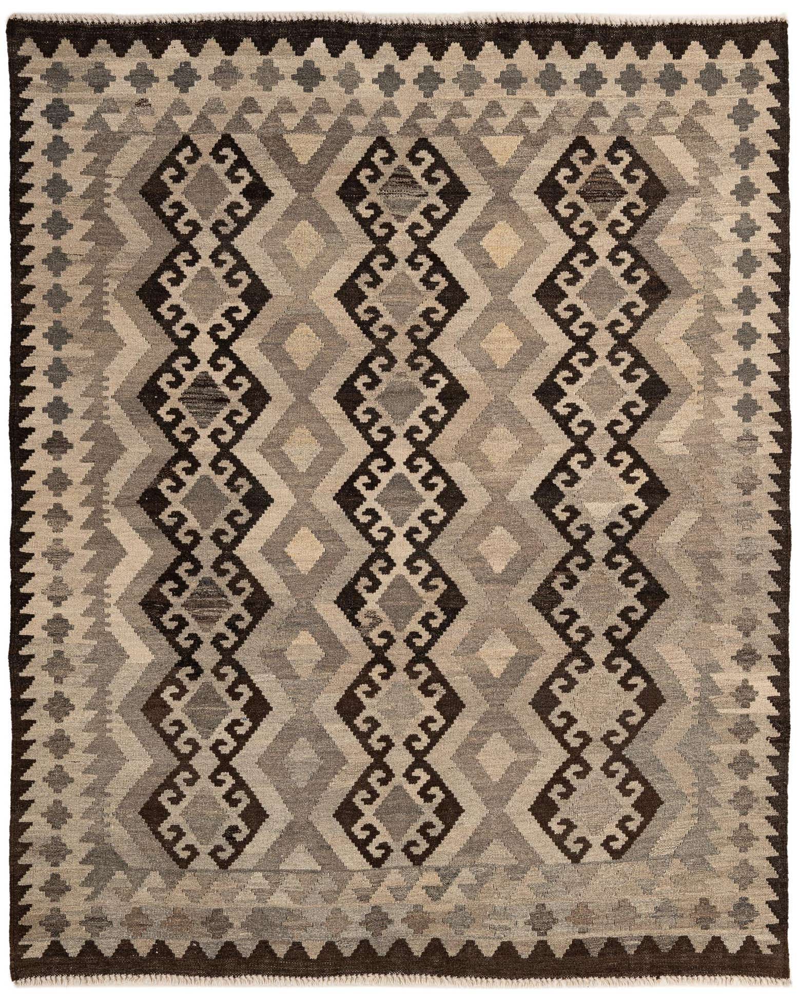 5' 4 x 6' 8 Hand Woven Kilim Maymana Wool Rug
