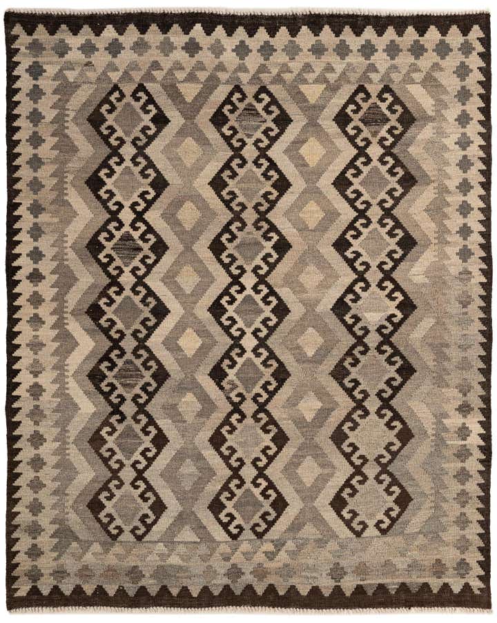 5' 4 x 6' 8 Hand Woven Kilim Maymana Wool Rug