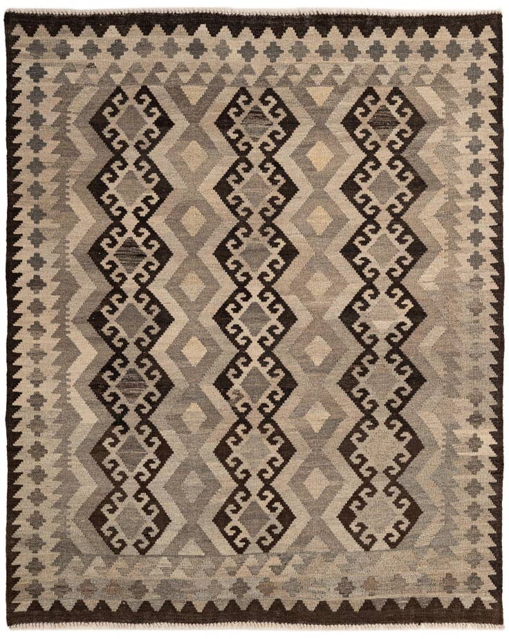 Detail image of 5' 4 x 6' 8 Hand Woven Kilim Maymana Wool Rug