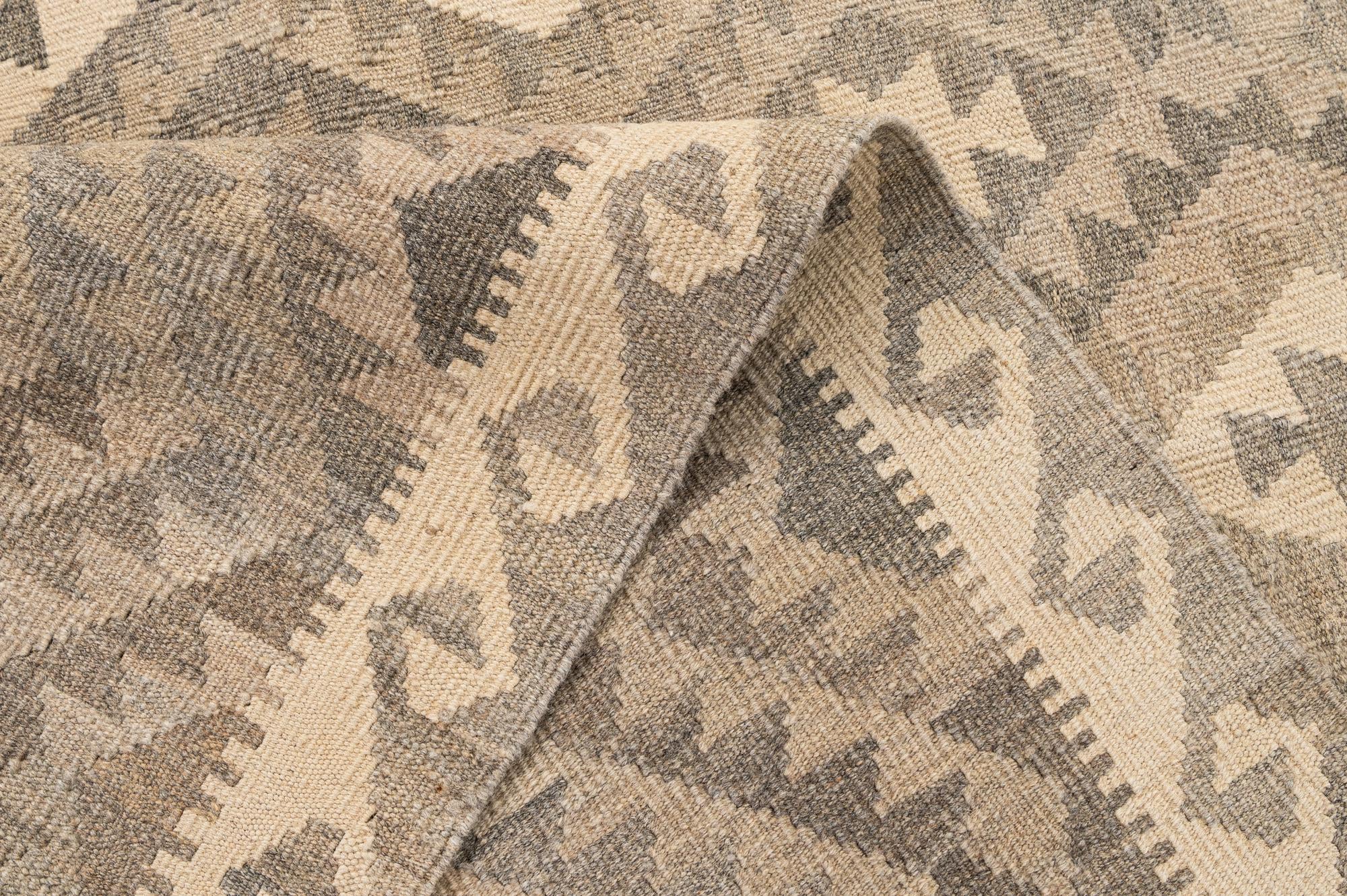 5' 3 x 6' 8 Hand Woven Kilim Maymana Wool Rug