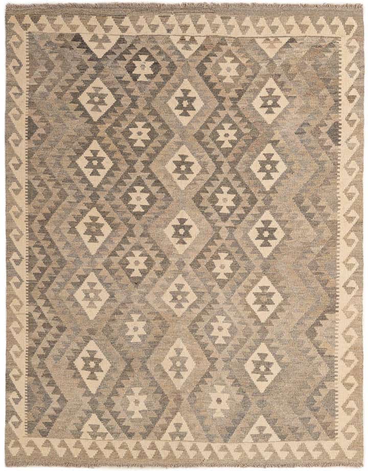 5' 3 x 6' 8 Hand Woven Kilim Maymana Wool Rug