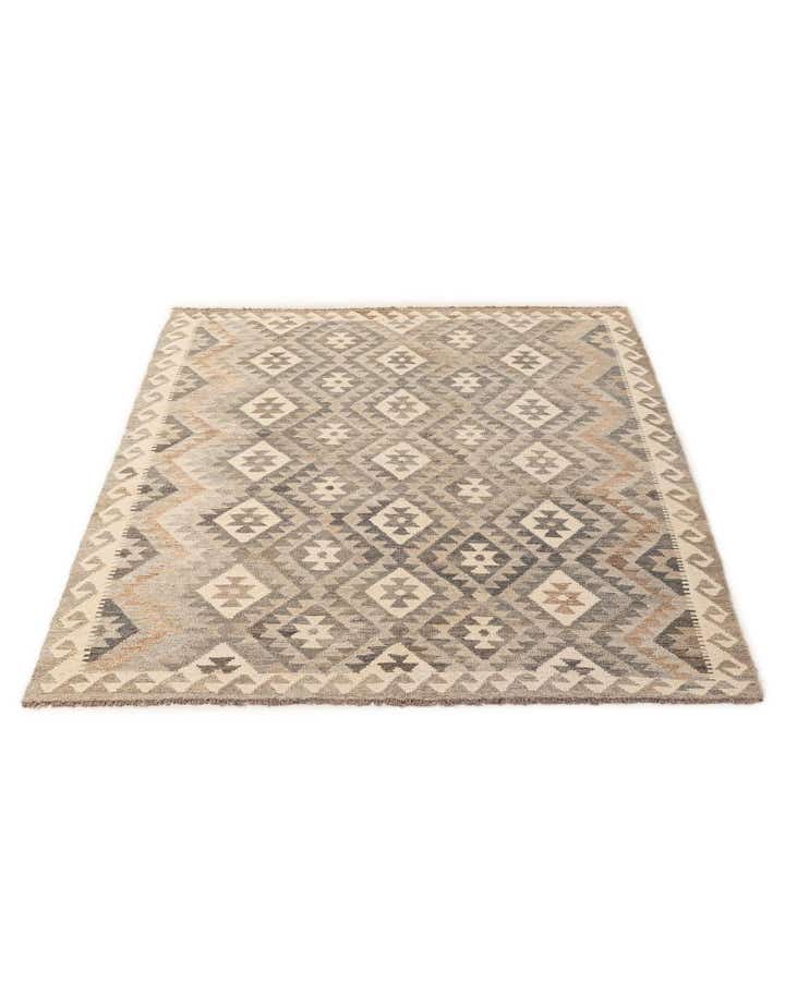 5' 1 x 6' 6 Hand Woven Kilim Maymana Wool Rug