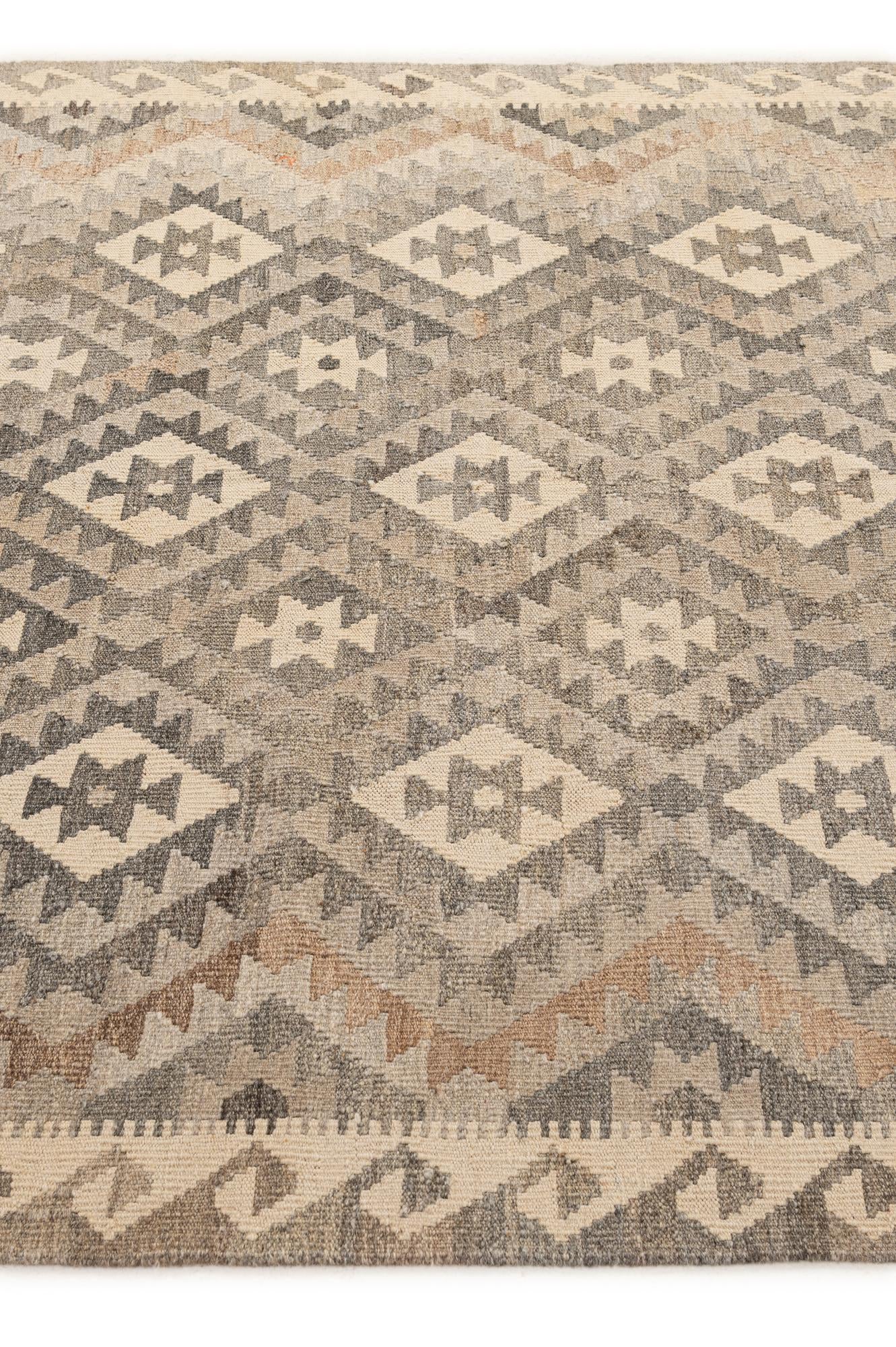 5' 1 x 6' 6 Hand Woven Kilim Maymana Wool Rug