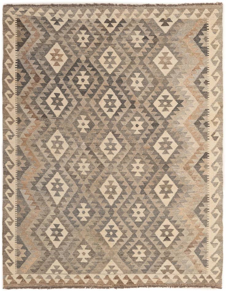 Detail image of 5' 1 x 6' 6 Hand Woven Kilim Maymana Wool Rug