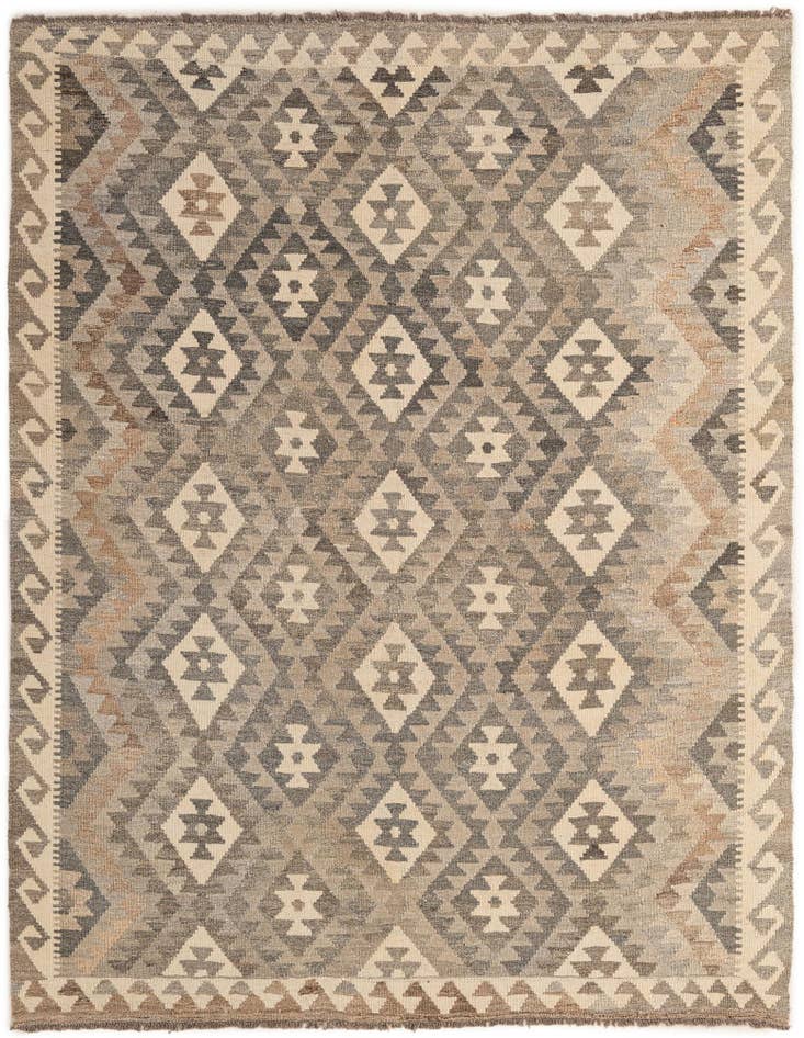 Detail image of 5' 1 x 6' 6 Hand Woven Kilim Maymana Wool Rug