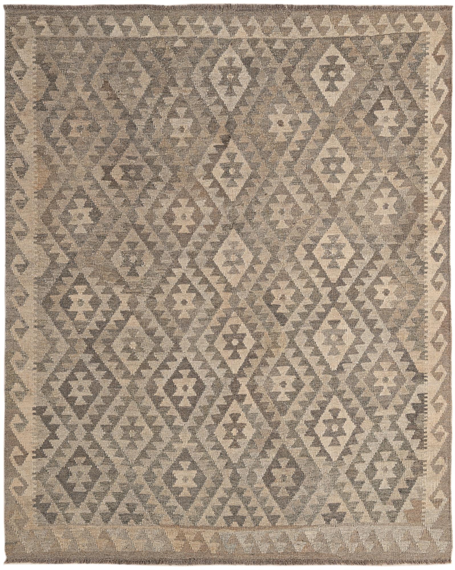 5' 4 x 6' 6 Hand Woven Kilim Maymana Wool Rug
