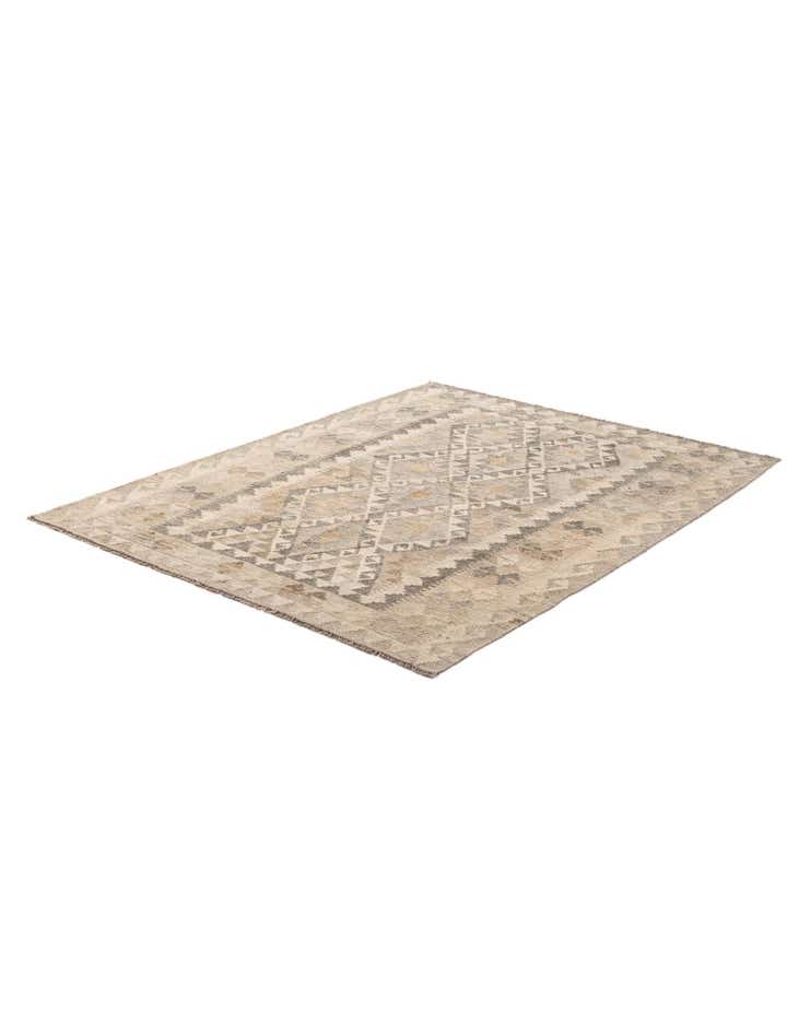 5' 3 x 6' 9 Hand Woven Kilim Maymana Wool Rug