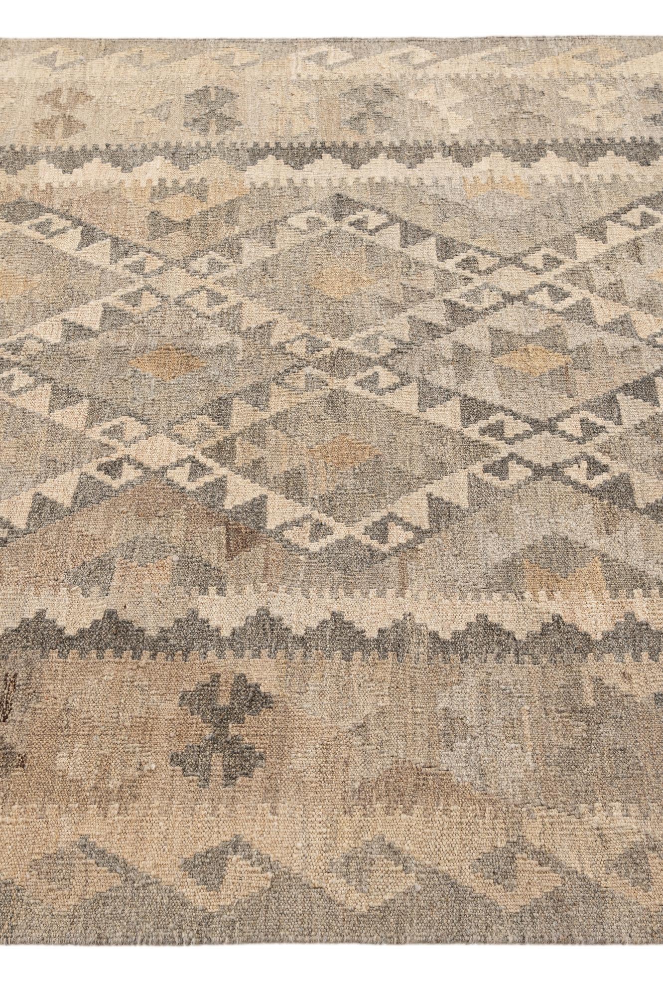 5' 3 x 6' 9 Hand Woven Kilim Maymana Wool Rug