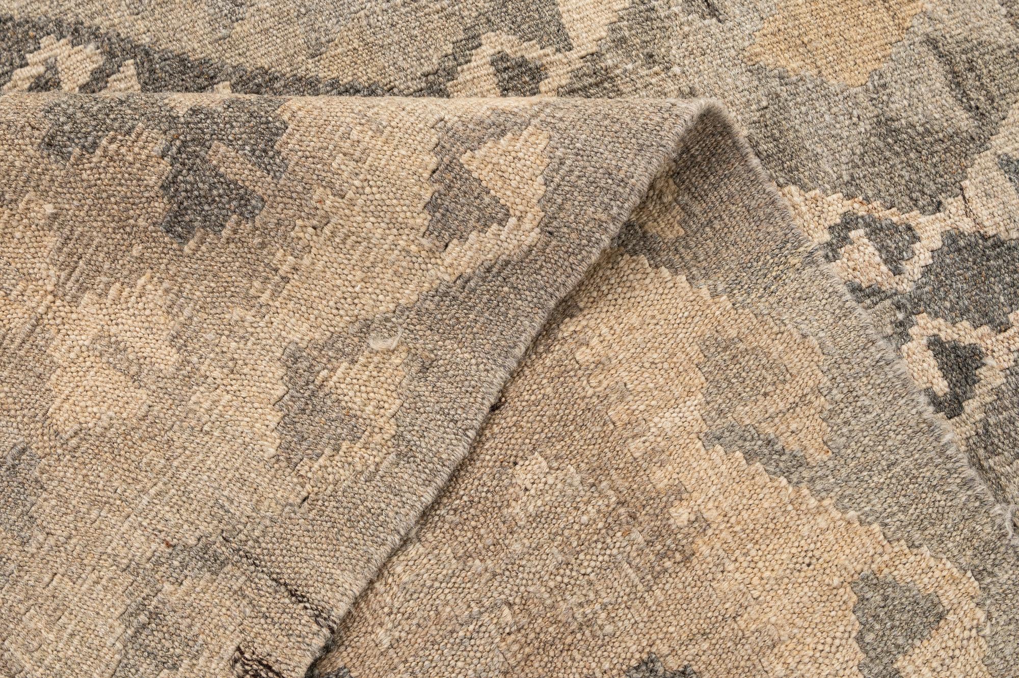 5' 3 x 6' 9 Hand Woven Kilim Maymana Wool Rug