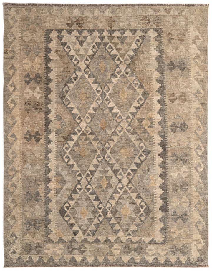 5' 3 x 6' 9 Hand Woven Kilim Maymana Wool Rug