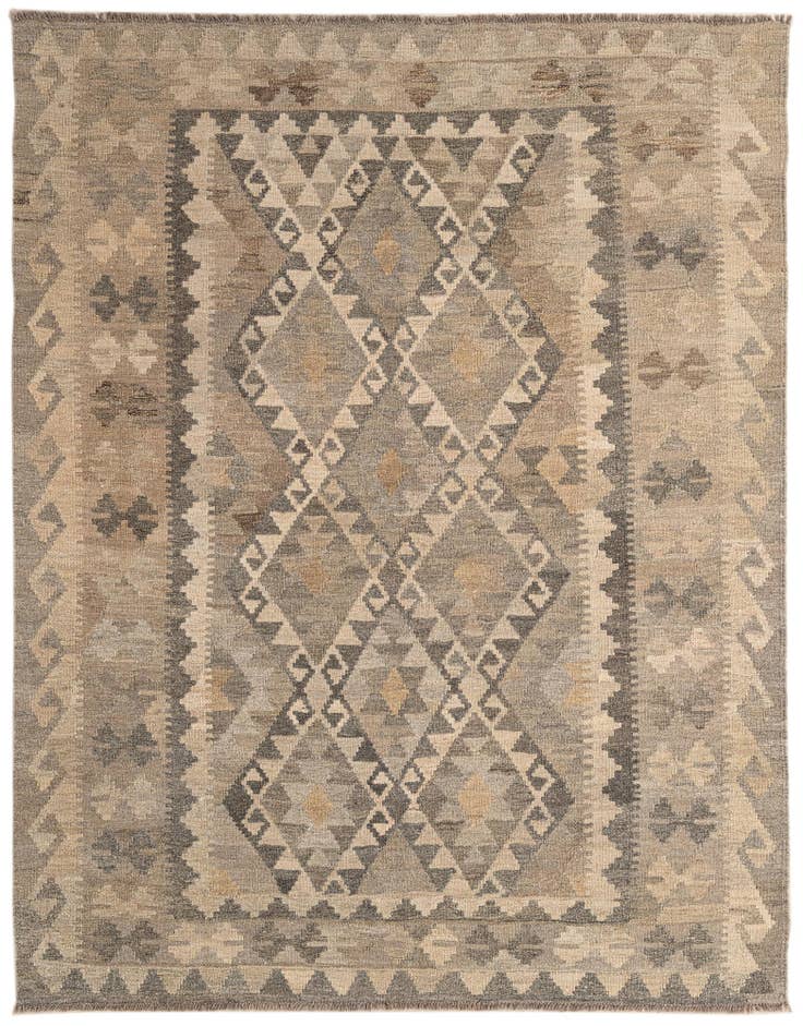 Detail image of 5' 3 x 6' 9 Hand Woven Kilim Maymana Wool Rug