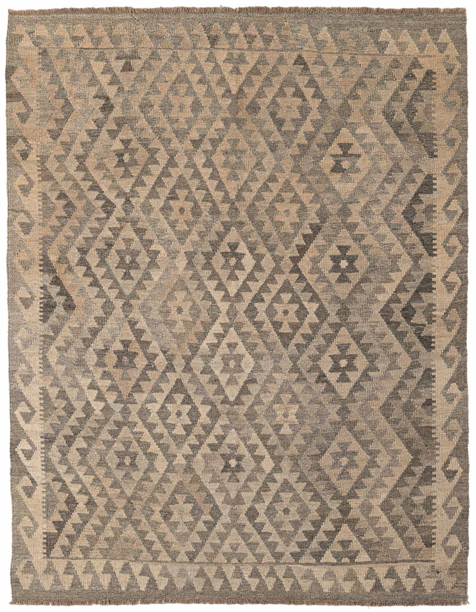 5' 2 x 6' 3 Hand Woven Kilim Maymana Wool Rug