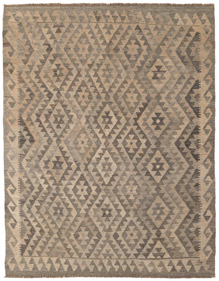 Detail image of 5' 2 x 6' 3 Hand Woven Kilim Maymana Wool Rug