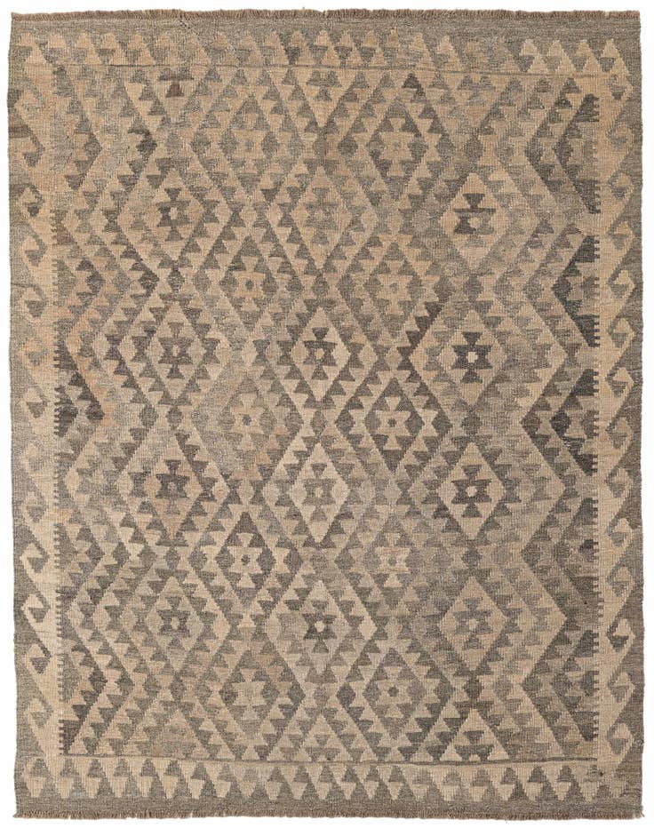 Detail image of 5' 2 x 6' 3 Hand Woven Kilim Maymana Wool Rug