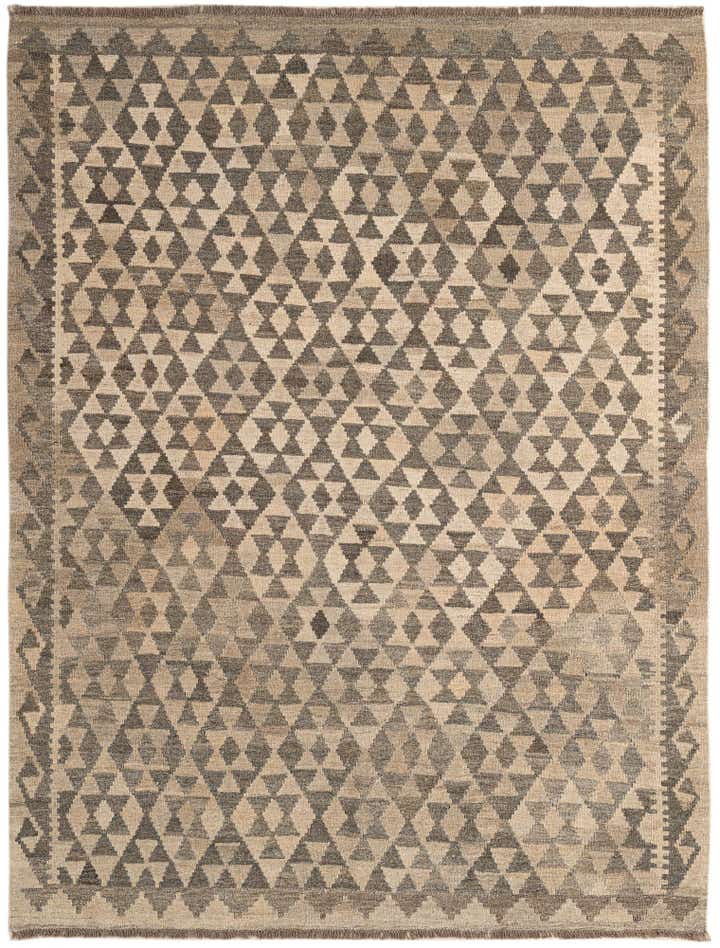 5' 4 x 6' 9 Hand Woven Kilim Maymana Wool Rug