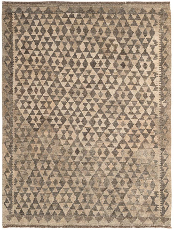Detail image of 5' 4 x 6' 9 Hand Woven Kilim Maymana Wool Rug