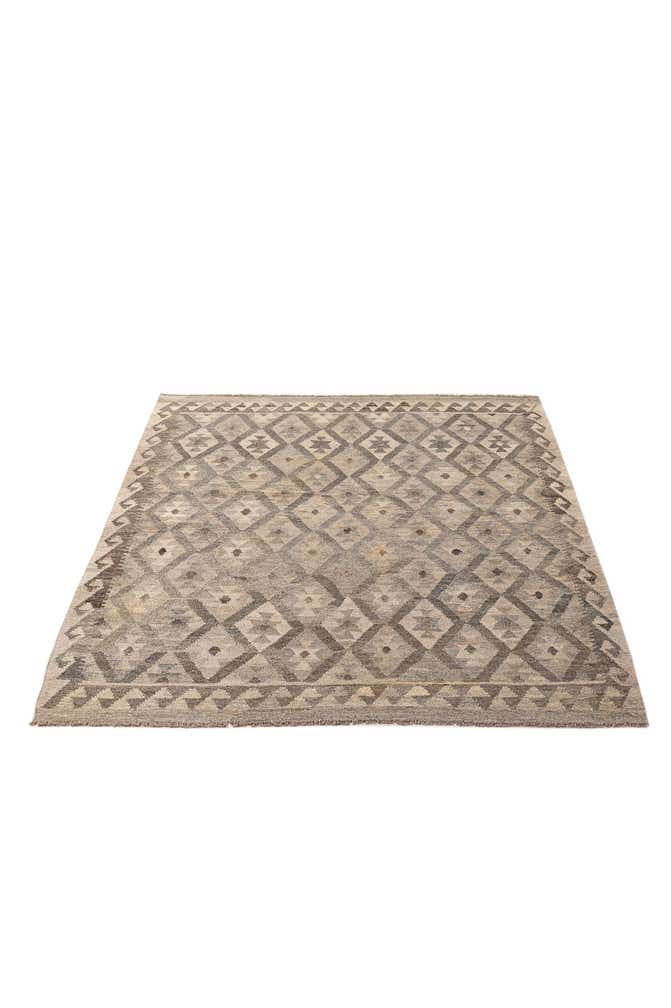 5' 3 x 6' 5 Hand Woven Kilim Maymana Wool Rug