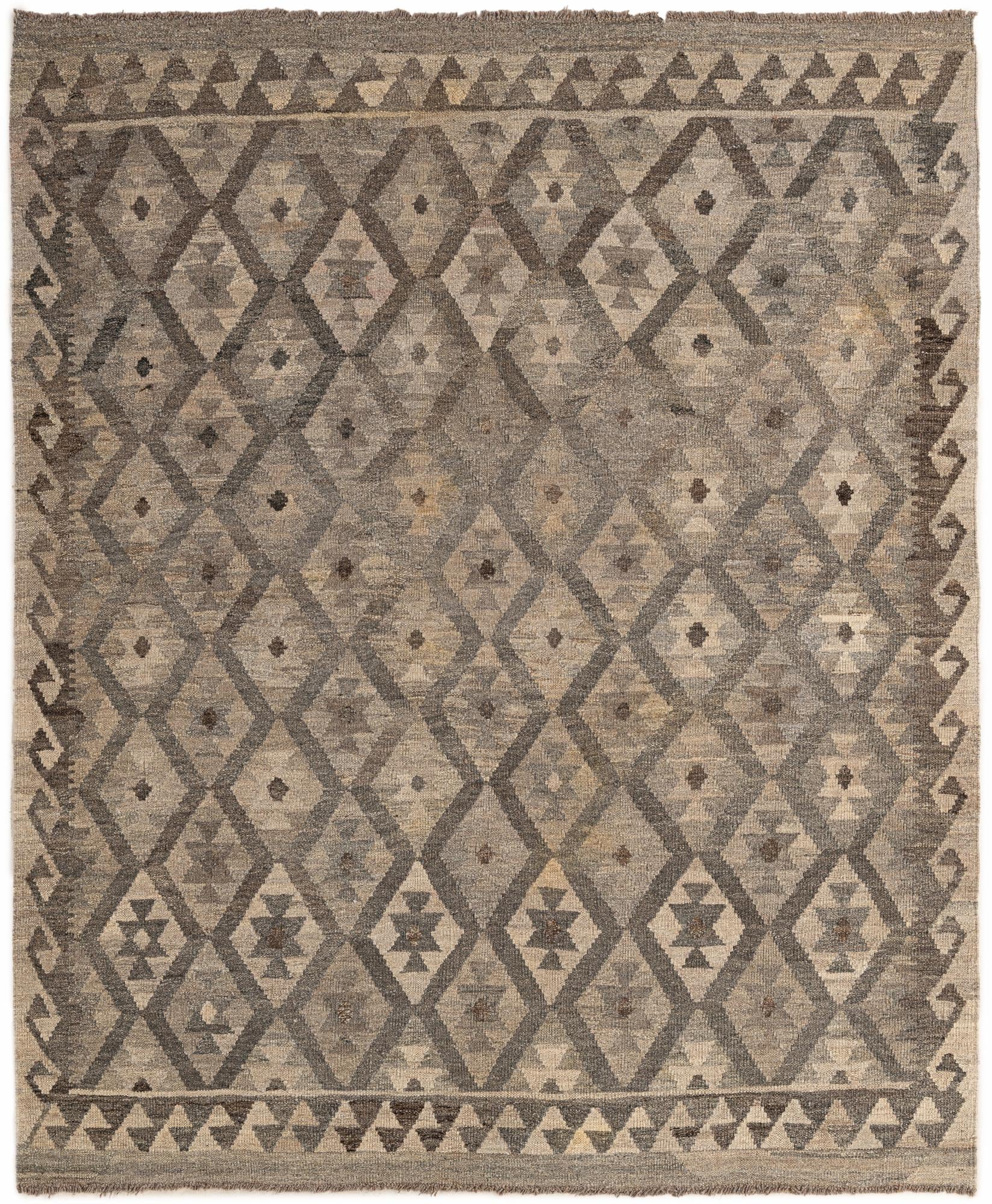 5' 3 x 6' 5 Hand Woven Kilim Maymana Wool Rug