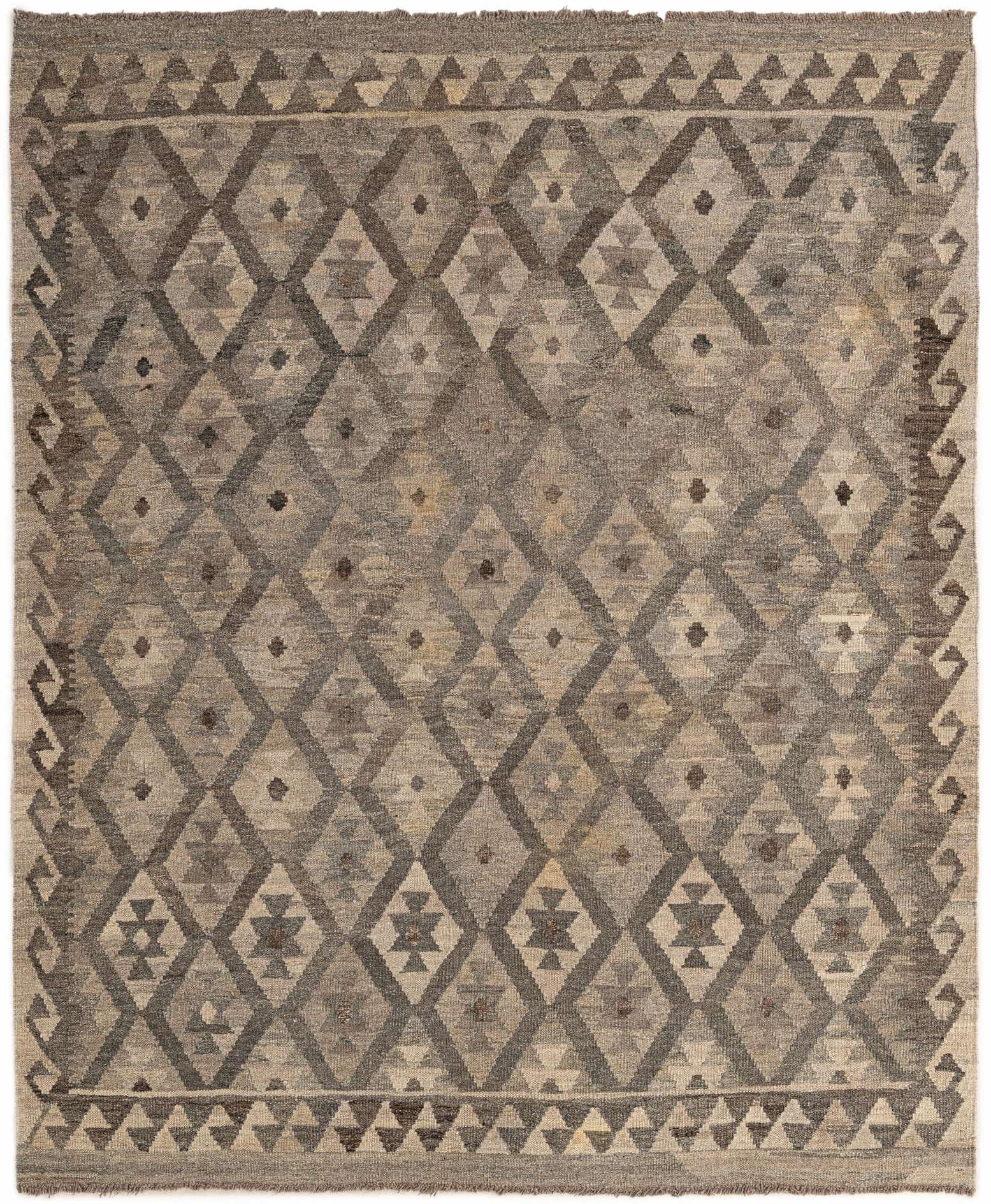 5' 3 x 6' 5 Hand Woven Kilim Maymana Wool Rug