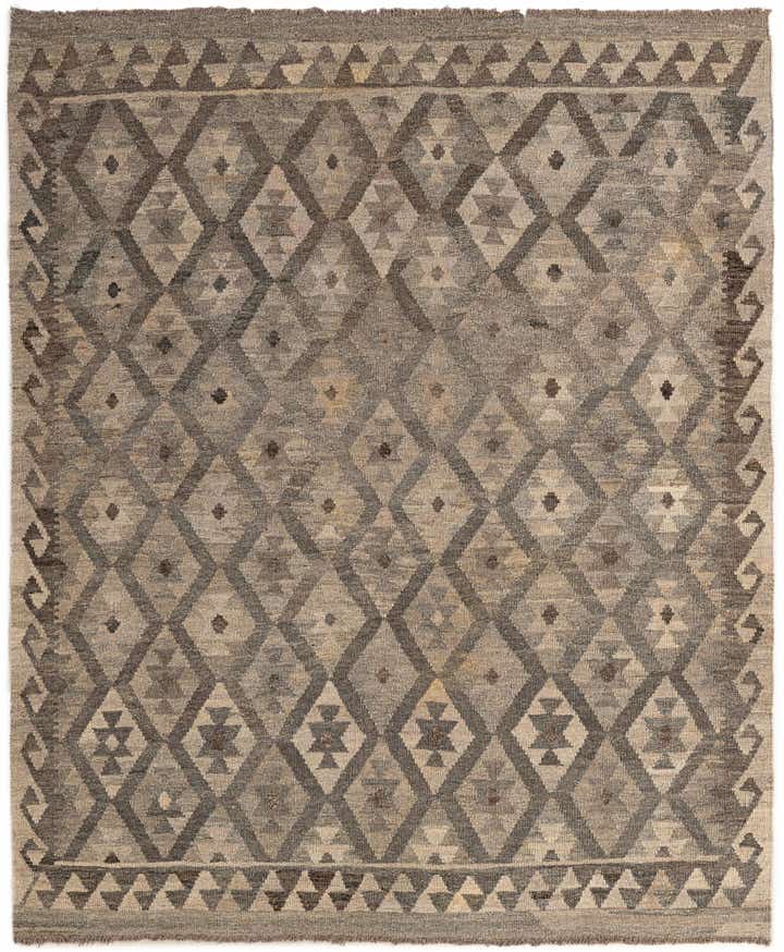 5' 3 x 6' 5 Hand Woven Kilim Maymana Wool Rug