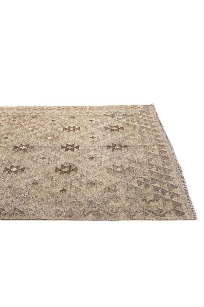 5' 2 x 6' 9 Hand Woven Kilim Maymana Wool Rug