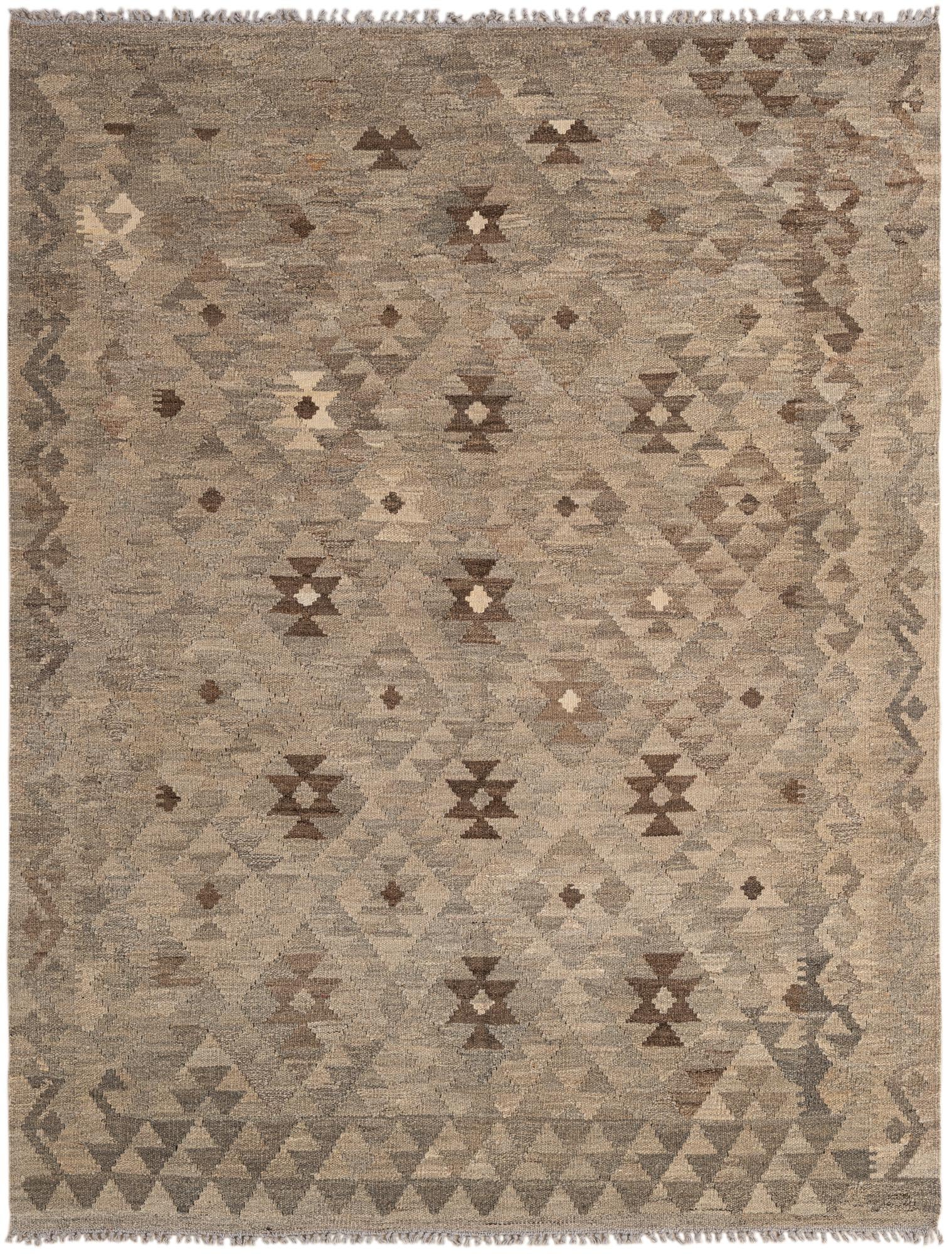 5' 2 x 6' 9 Hand Woven Kilim Maymana Wool Rug