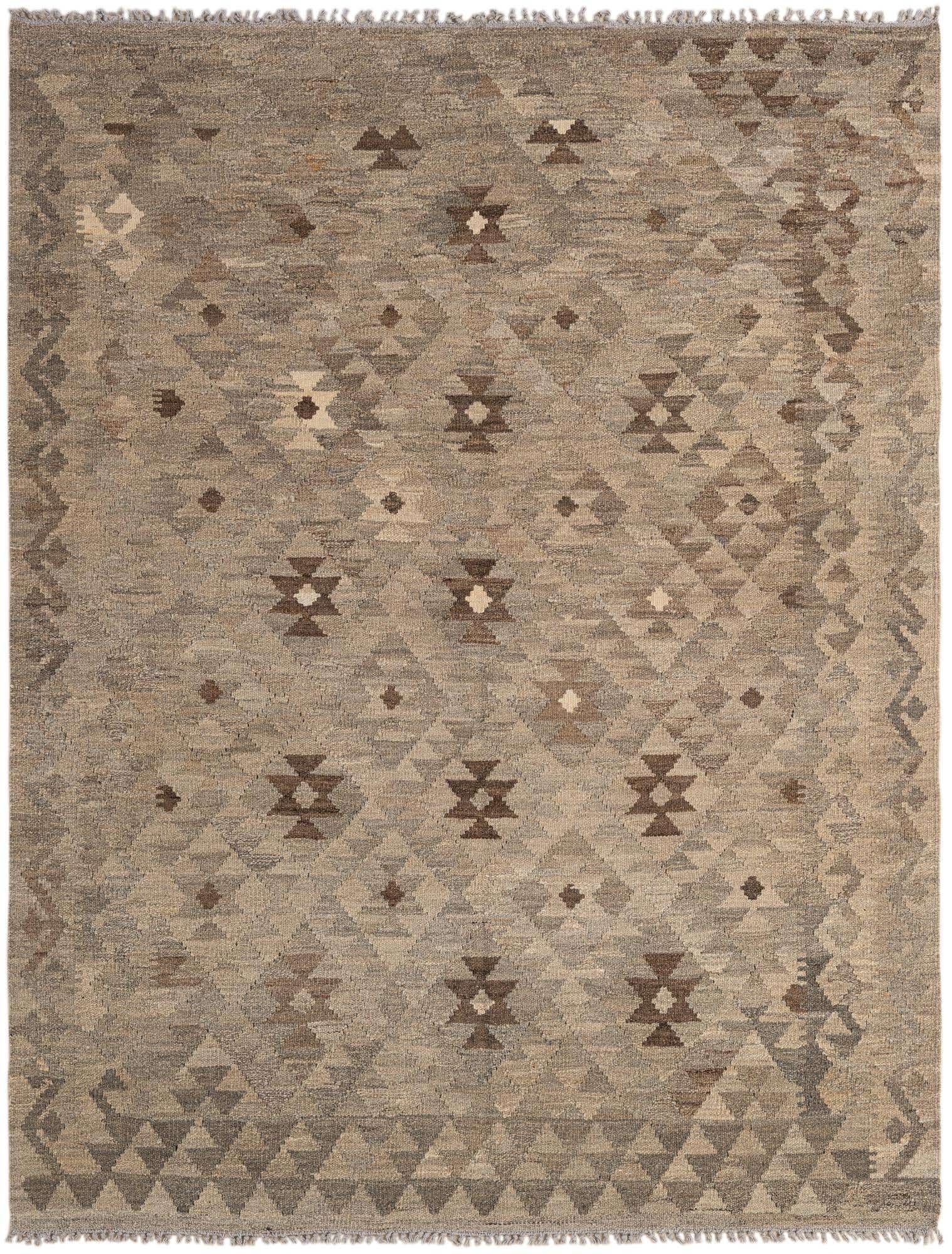 5' 2 x 6' 9 Hand Woven Kilim Maymana Wool Rug