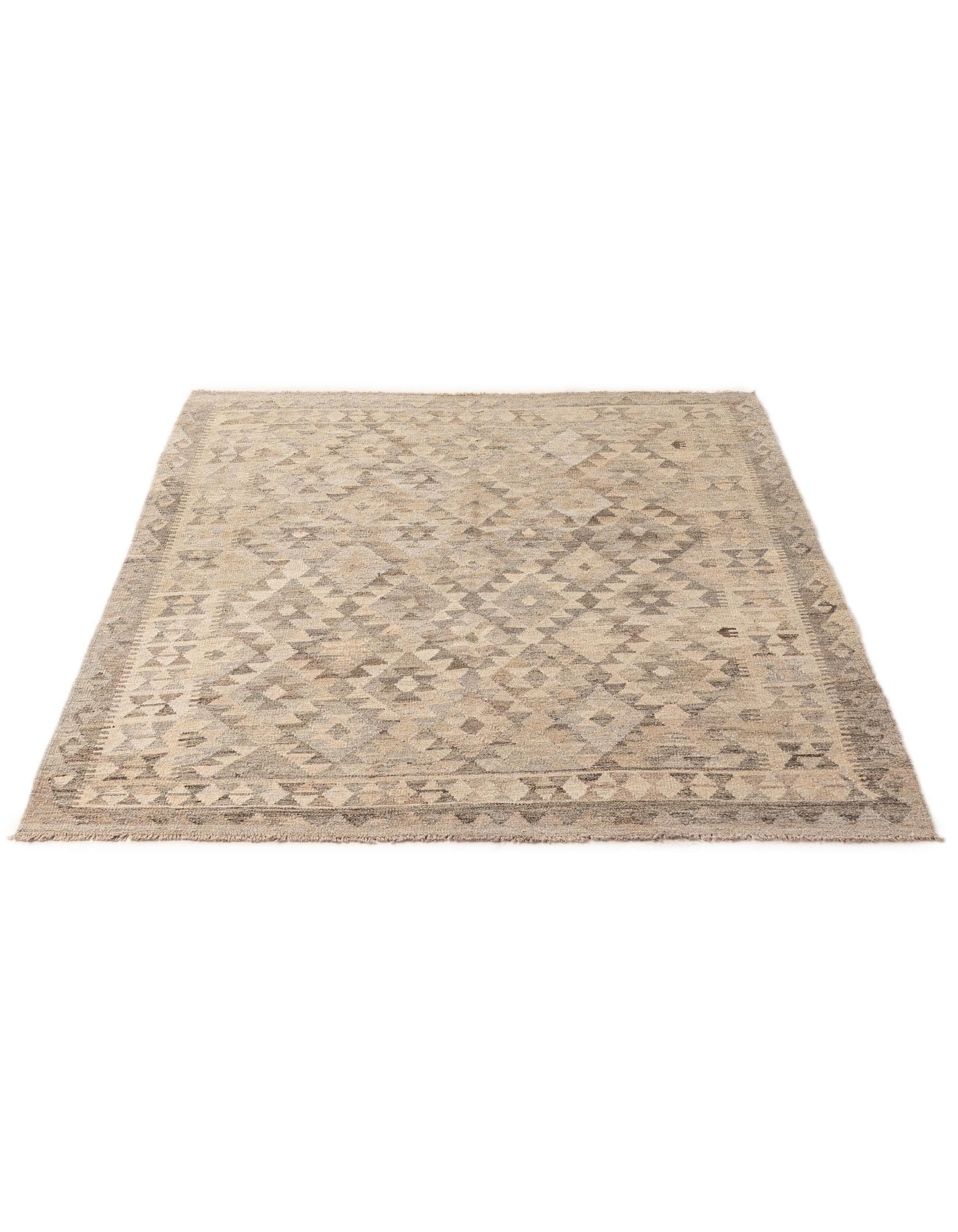 5' 2 x 6' 6 Hand Woven Kilim Maymana Wool Rug