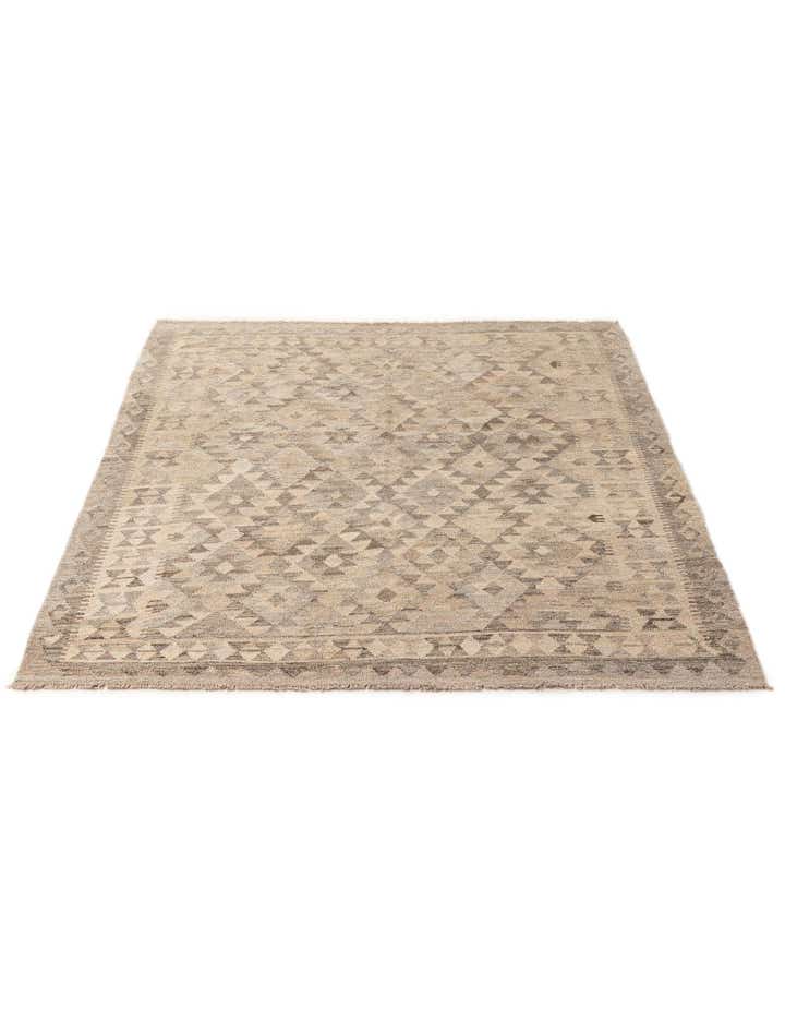 5' 2 x 6' 6 Hand Woven Kilim Maymana Wool Rug