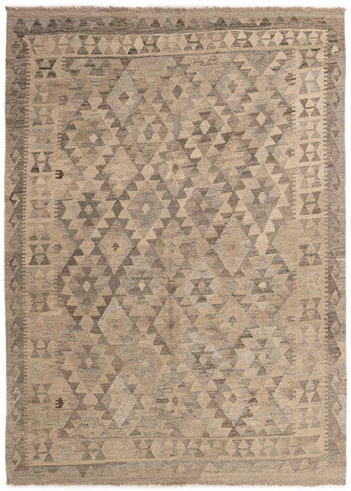 5' 2 x 6' 6 Hand Woven Kilim Maymana Wool Rug
