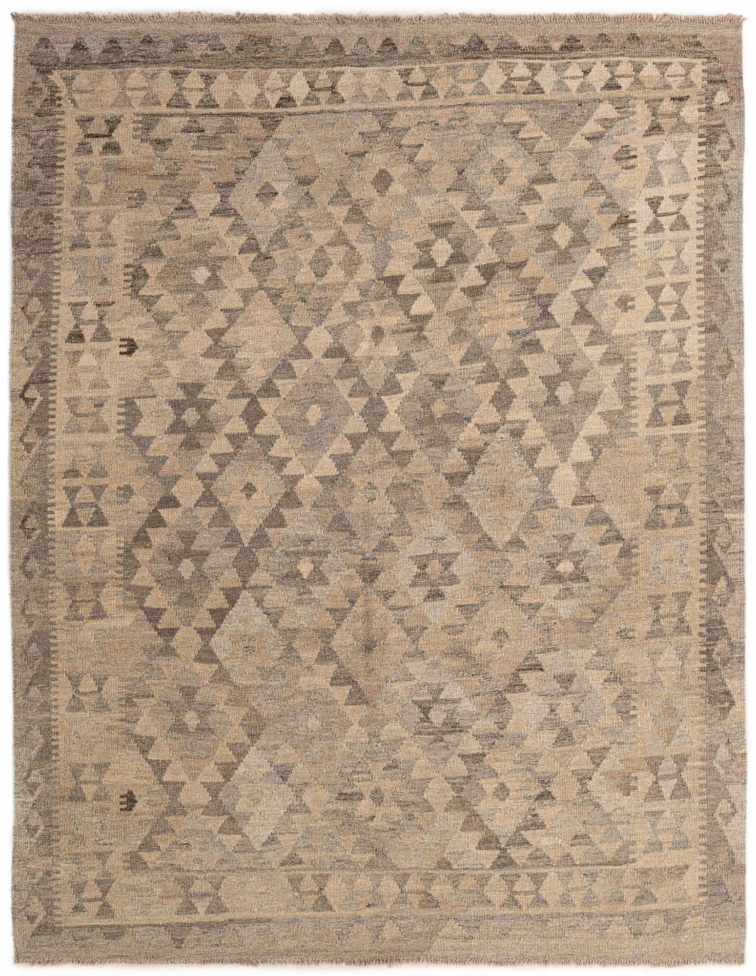 5' 2 x 6' 6 Hand Woven Kilim Maymana Wool Rug
