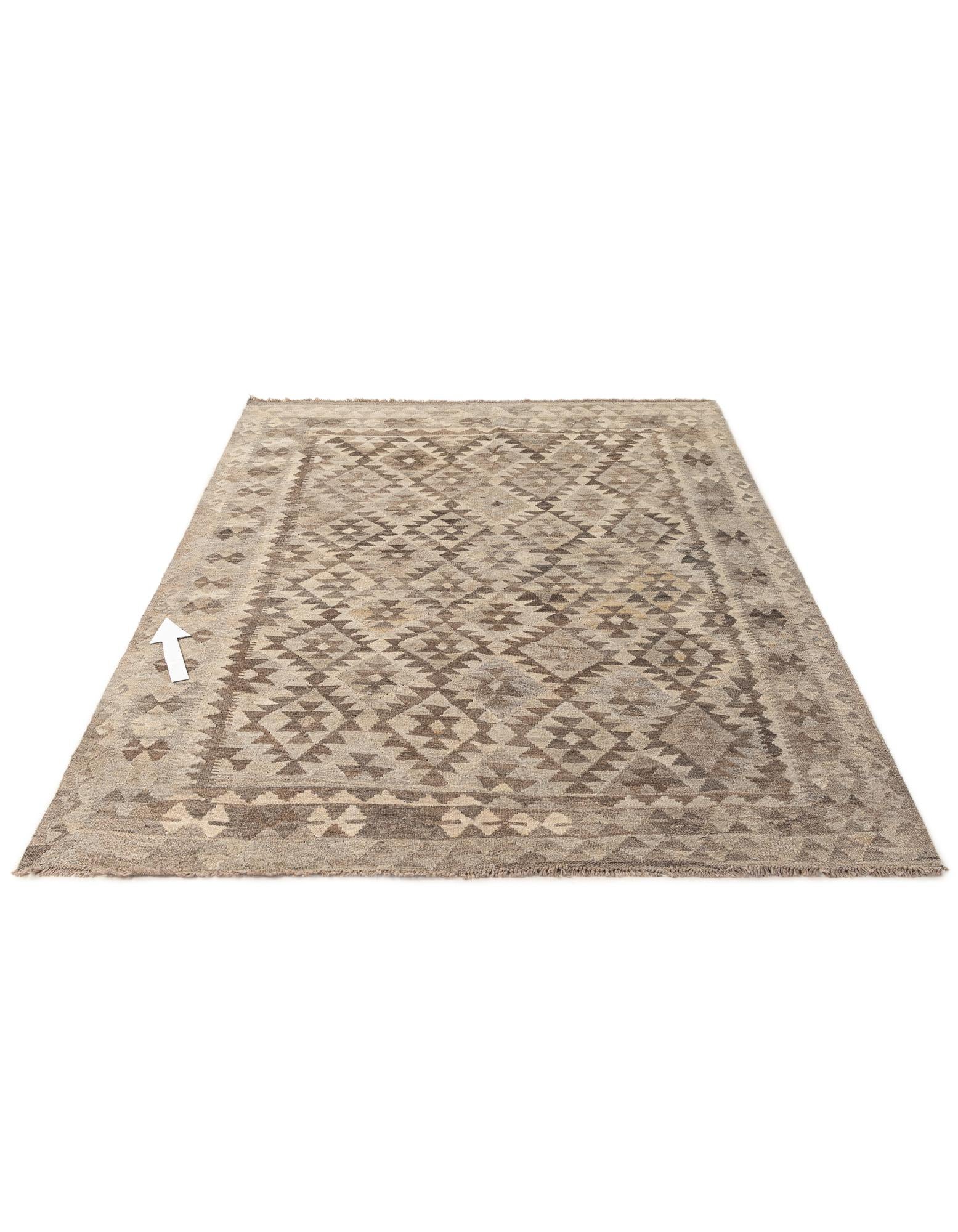 5' 2 x 6' 6 Hand Woven Kilim Maymana Wool Rug