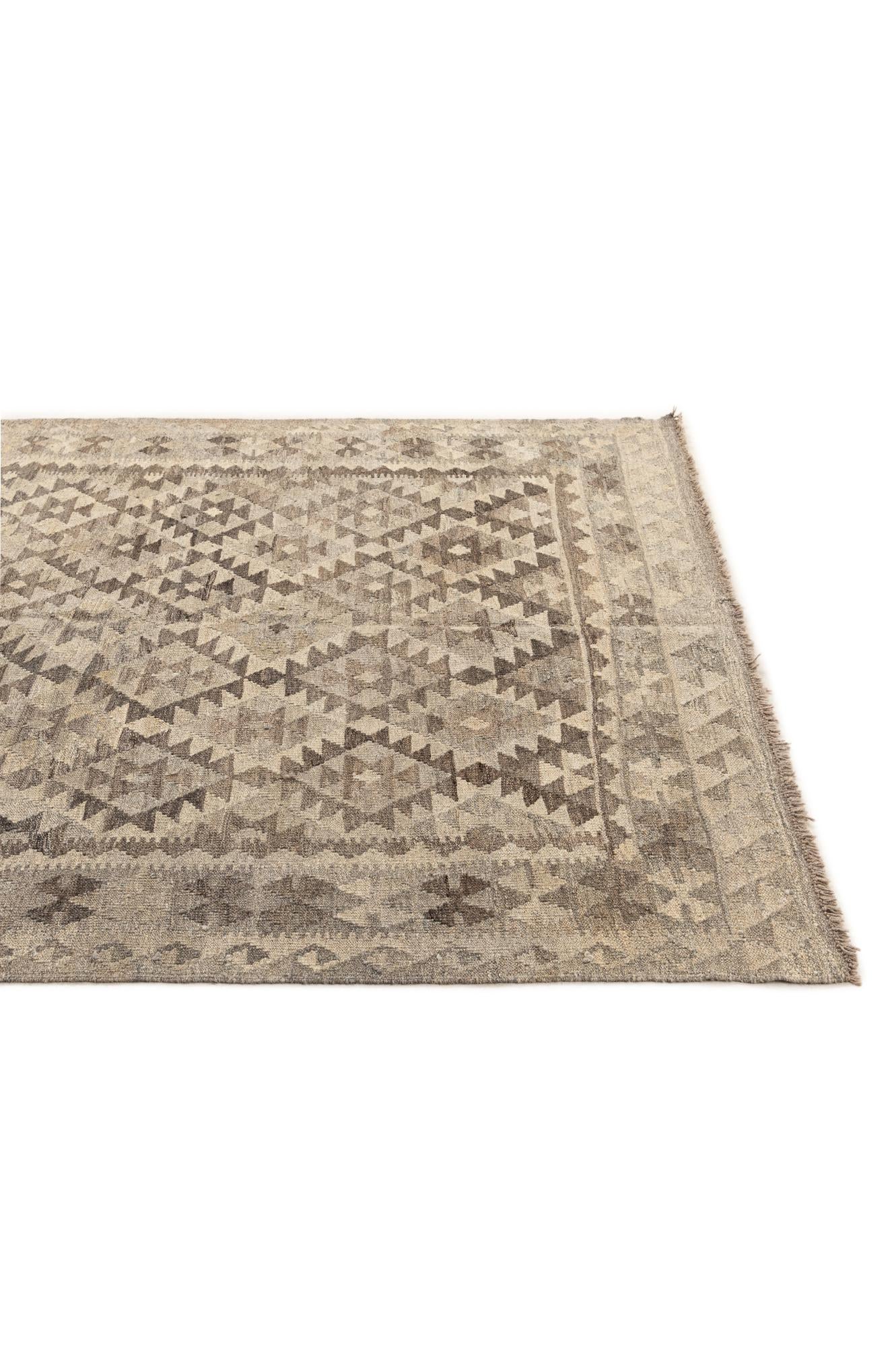 5' 2 x 6' 6 Hand Woven Kilim Maymana Wool Rug