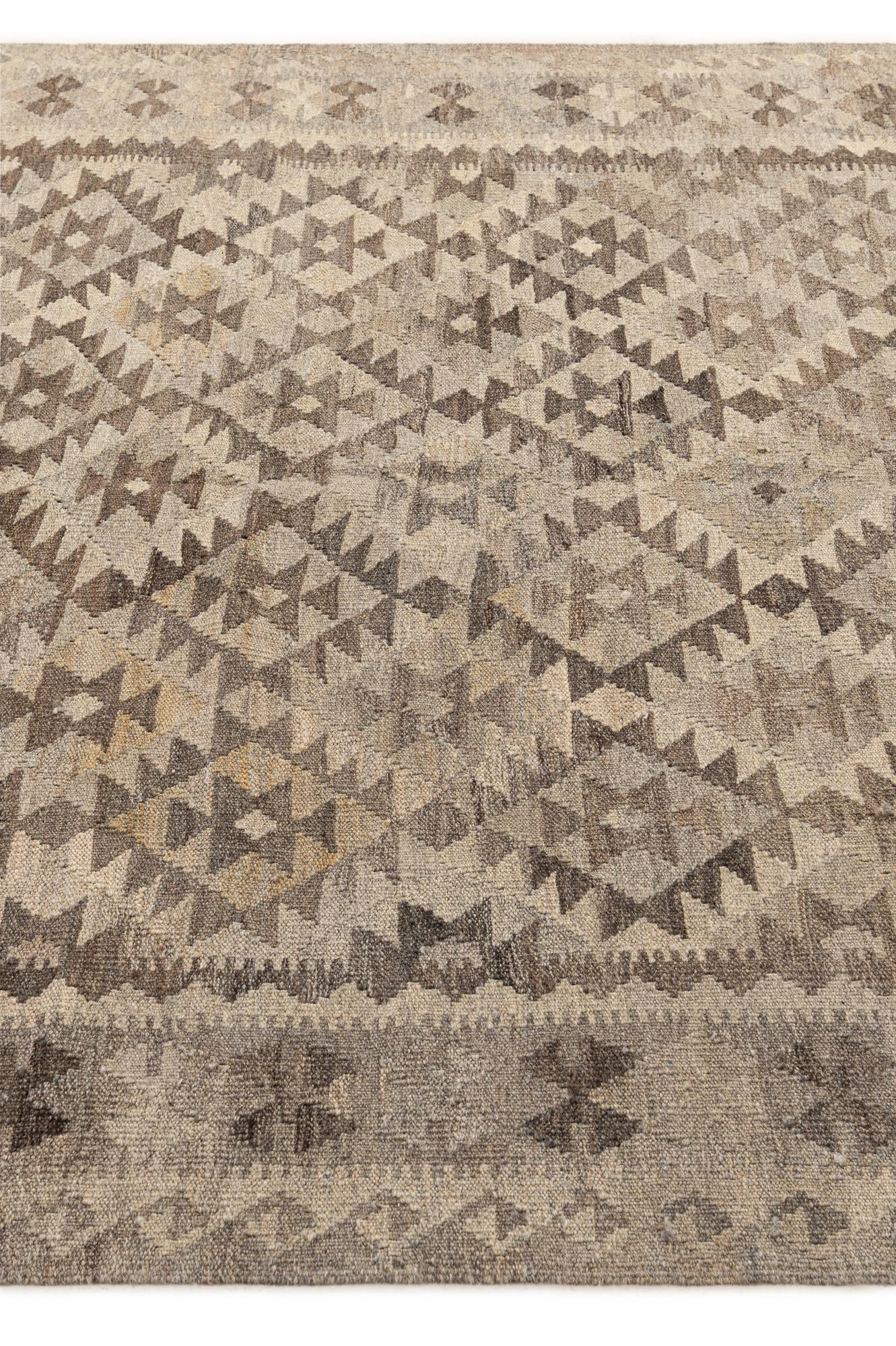 5' 2 x 6' 6 Hand Woven Kilim Maymana Wool Rug
