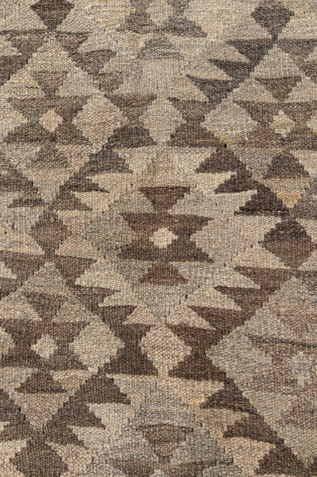 5' 2 x 6' 6 Hand Woven Kilim Maymana Wool Rug