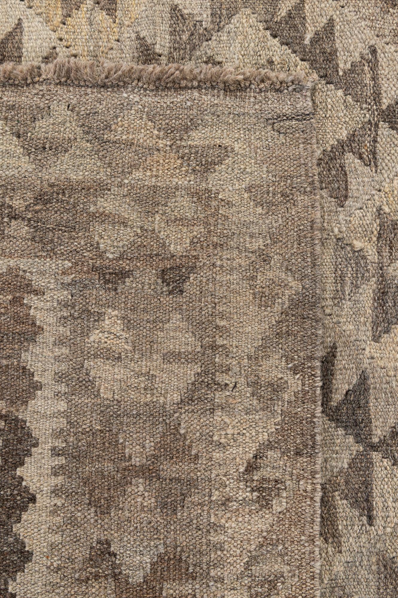 5' 2 x 6' 6 Hand Woven Kilim Maymana Wool Rug