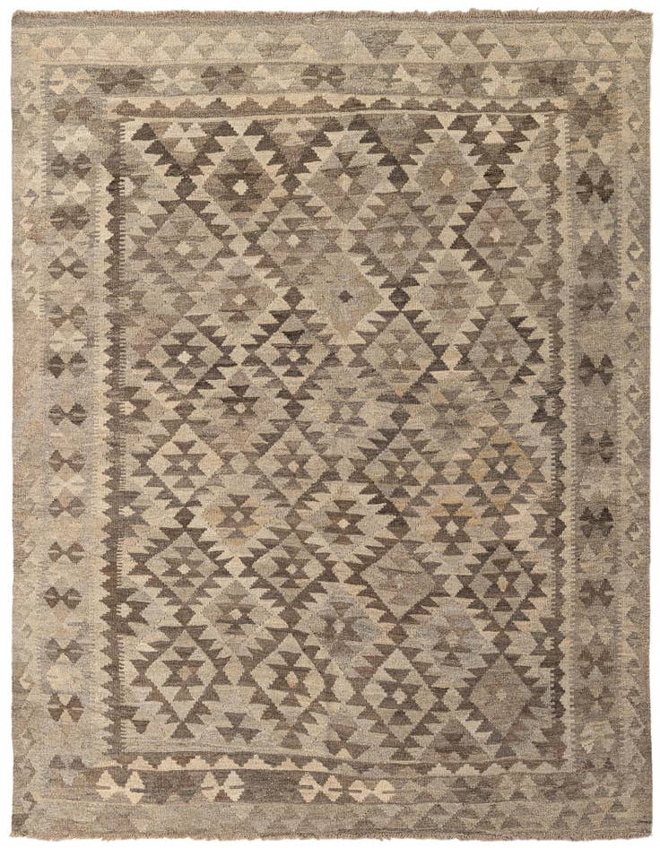 Detail image of 5' 2 x 6' 6 Hand Woven Kilim Maymana Wool Rug