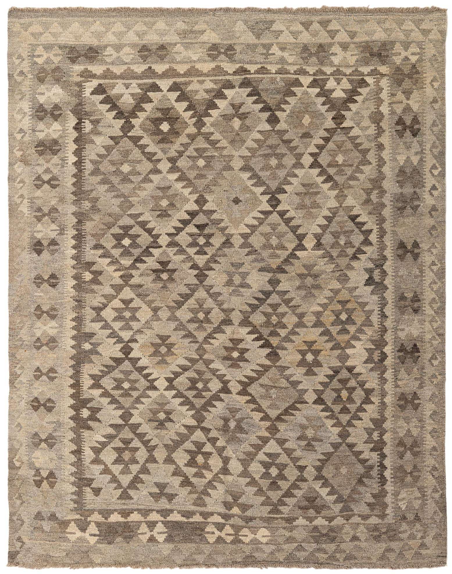 5' 2 x 6' 6 Hand Woven Kilim Maymana Wool Rug