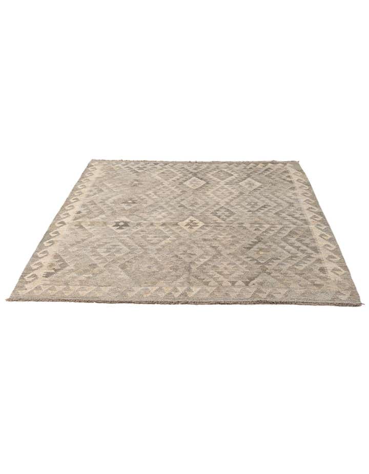 5' 3 x 6' 7 Hand Woven Kilim Maymana Wool Rug