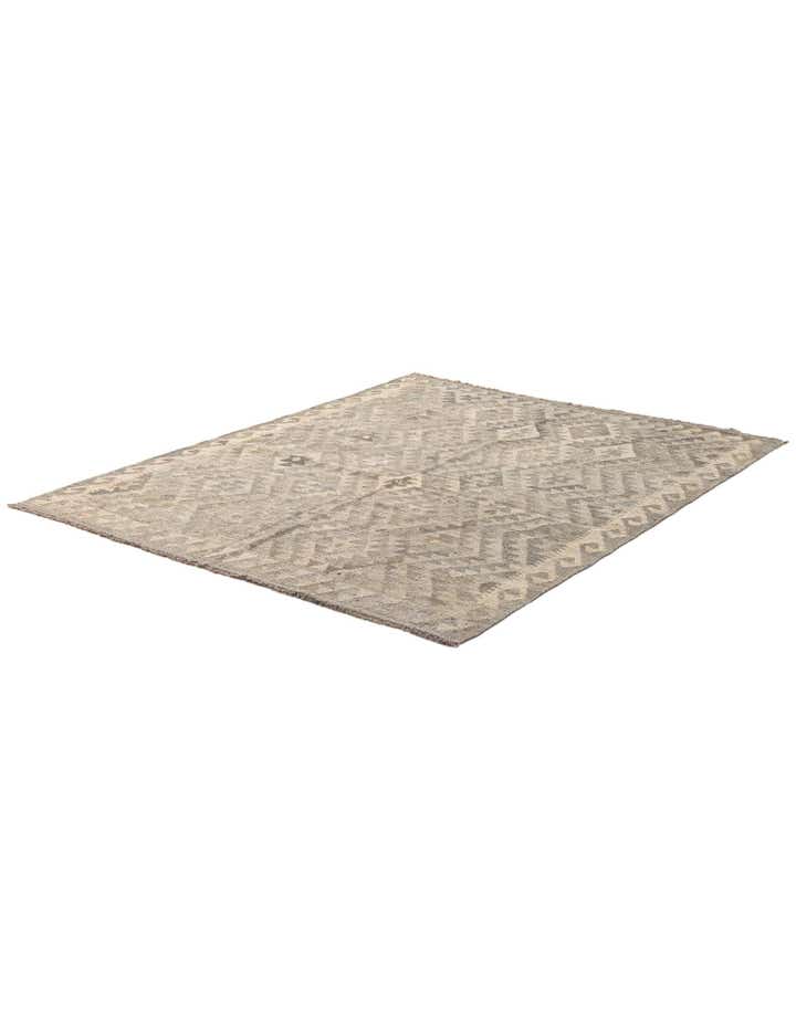 5' 3 x 6' 7 Hand Woven Kilim Maymana Wool Rug