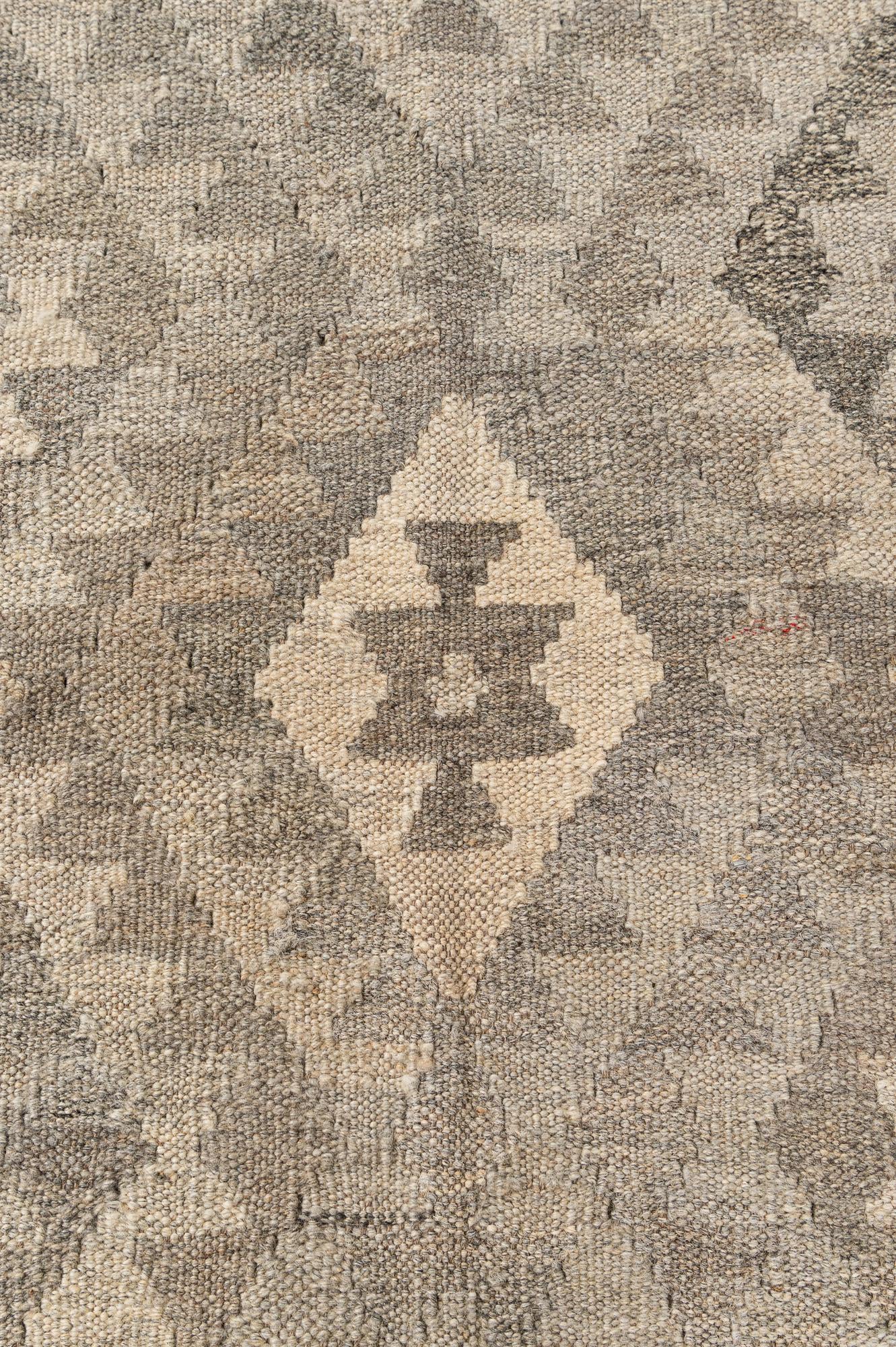 5' 3 x 6' 7 Hand Woven Kilim Maymana Wool Rug