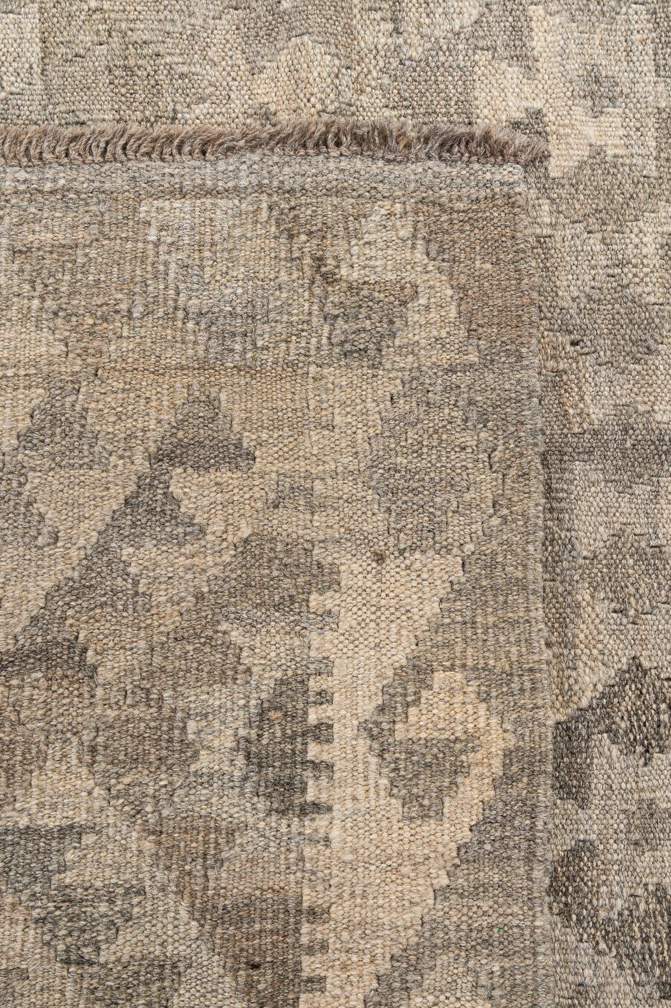 5' 3 x 6' 7 Hand Woven Kilim Maymana Wool Rug