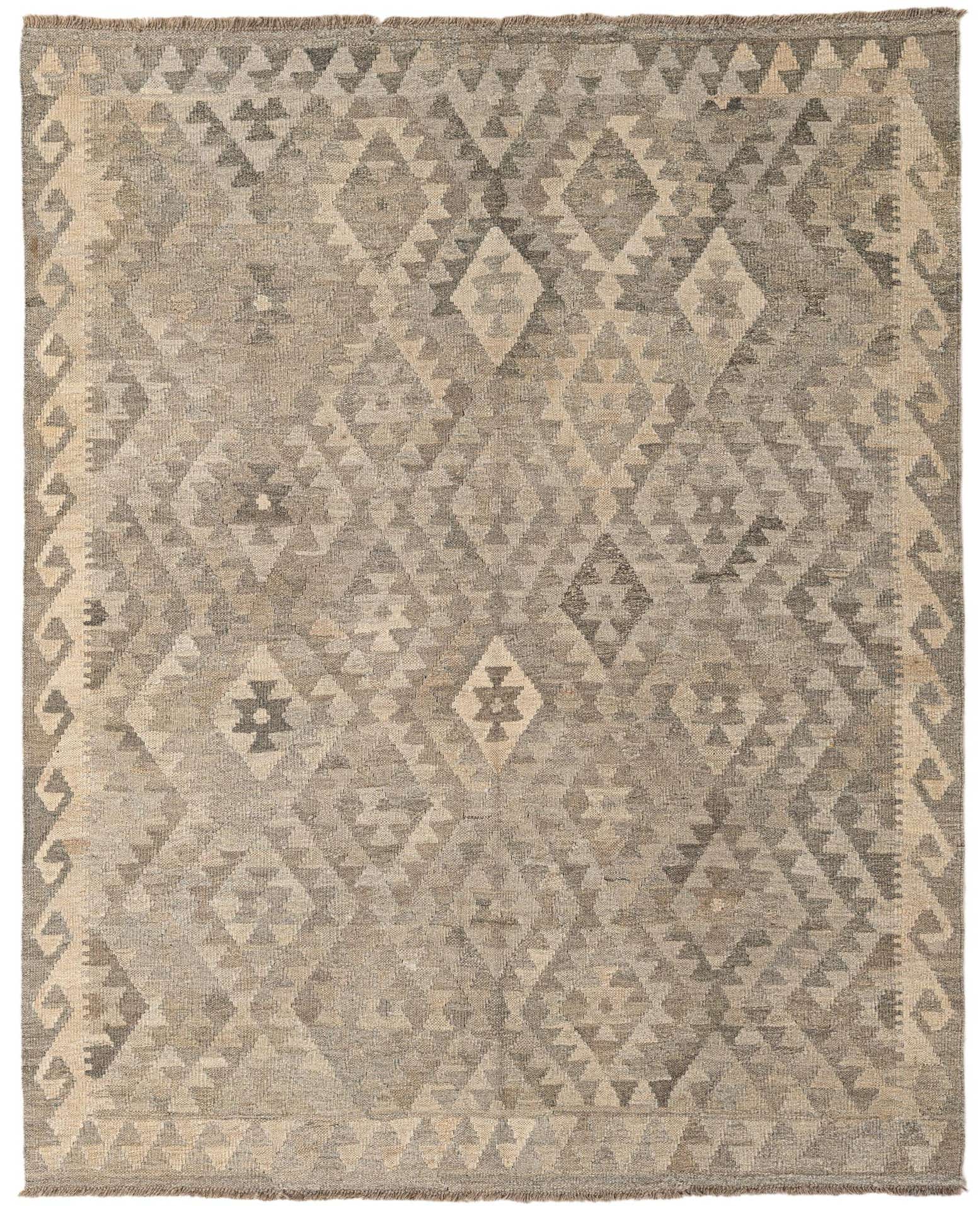 5' 3 x 6' 7 Hand Woven Kilim Maymana Wool Rug