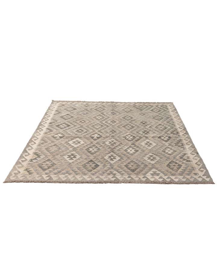 5' 4 x 6' 5 Hand Woven Kilim Maymana Wool Rug