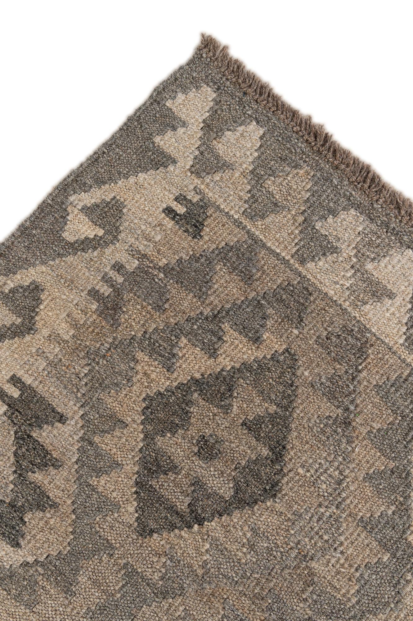 5' 4 x 6' 5 Hand Woven Kilim Maymana Wool Rug
