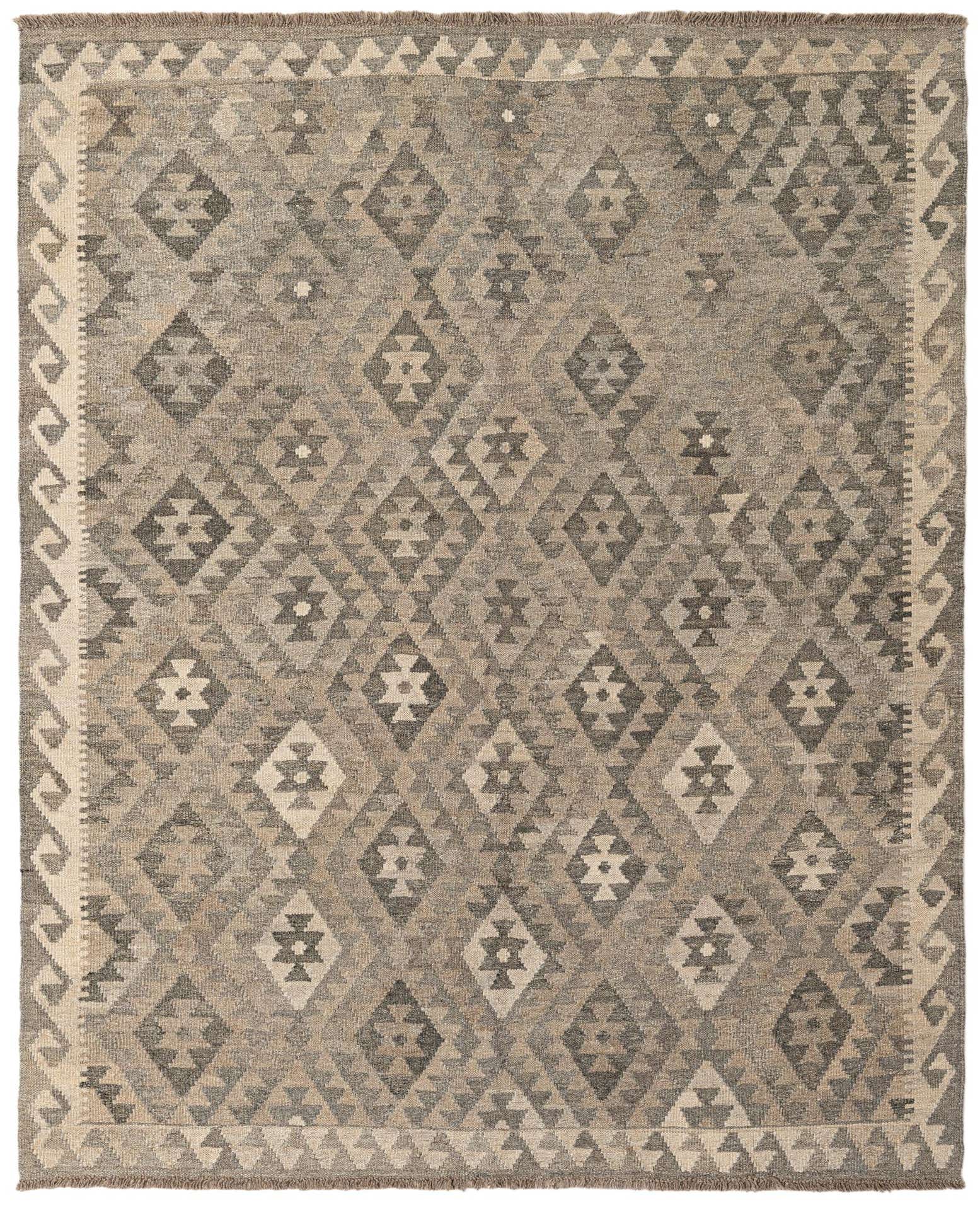 5' 4 x 6' 5 Hand Woven Kilim Maymana Wool Rug
