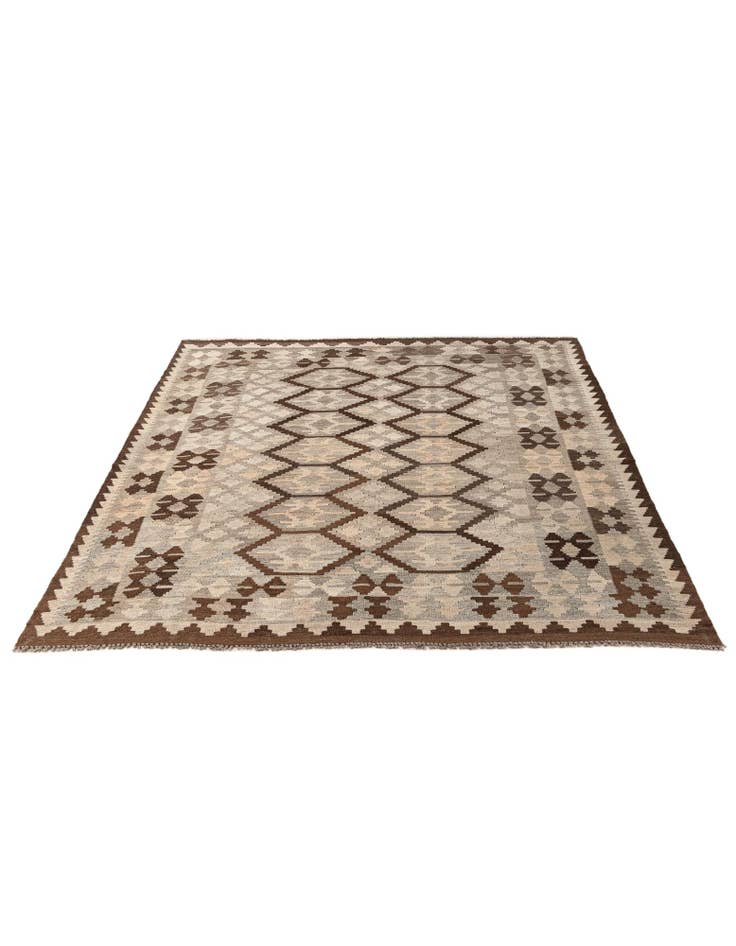 Detail image of 5' 1 x 6' 7 Hand Woven Kilim Maymana Wool Rug