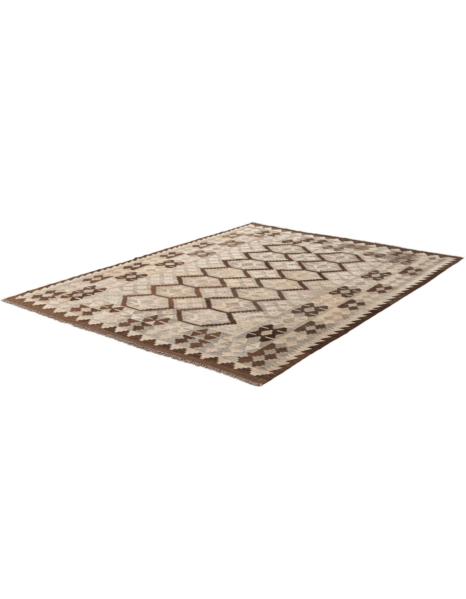 5' 1 x 6' 7 Hand Woven Kilim Maymana Wool Rug