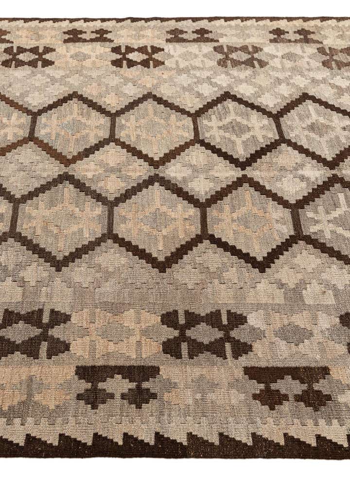 5' 1 x 6' 7 Hand Woven Kilim Maymana Wool Rug