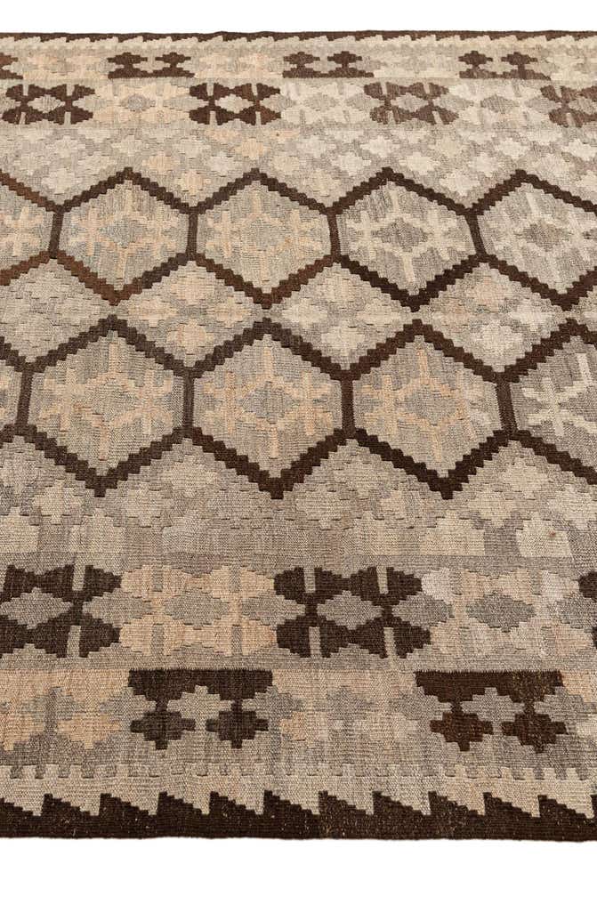 5' 1 x 6' 7 Hand Woven Kilim Maymana Wool Rug